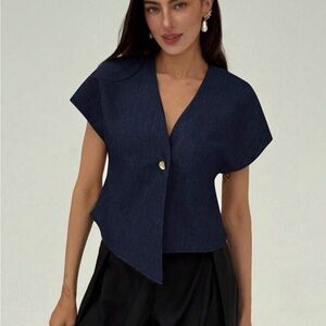 SHEIN Dark Blue Textured Top